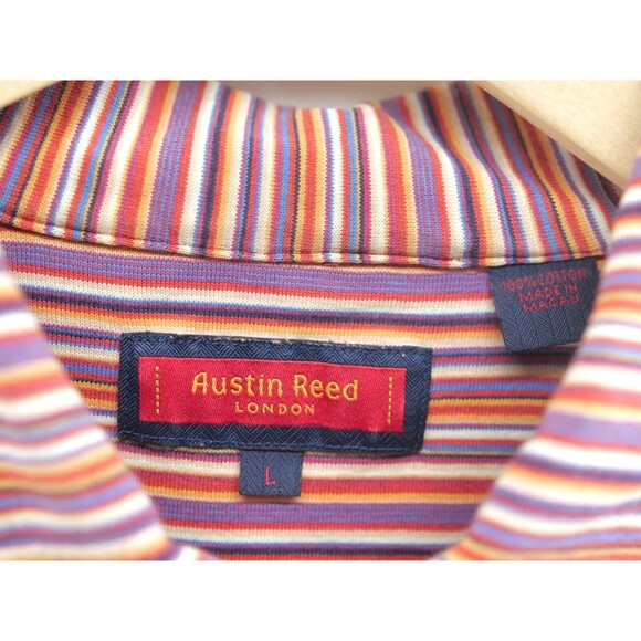 Austin Reed London Striped Long Sleeve Polo Shirt Men's Size‎ L Multicolor - Picture 3 of 6